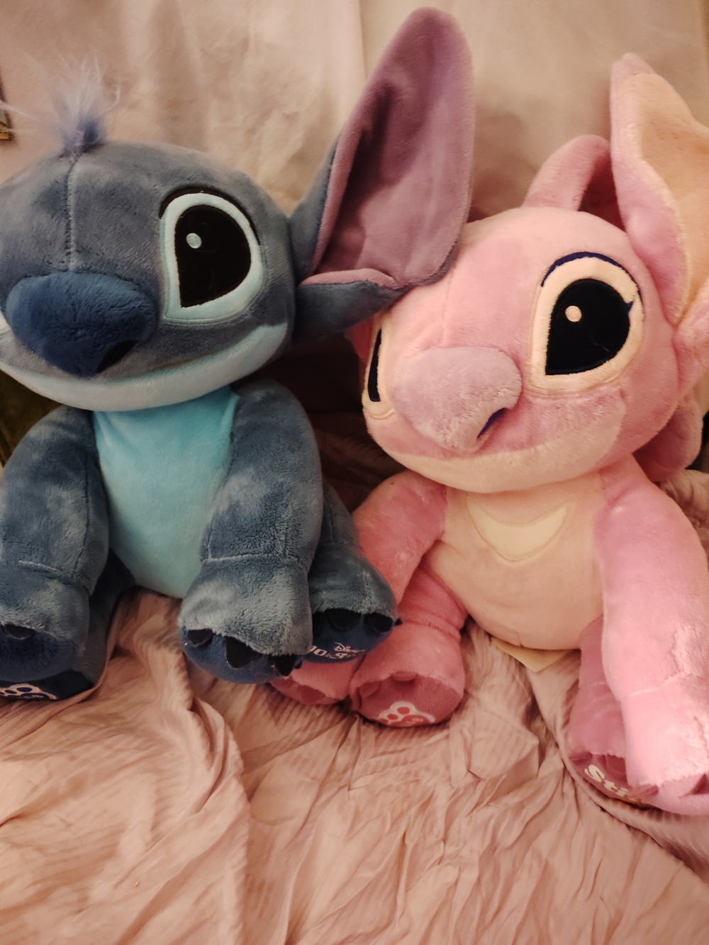 Build-A-Bear Blue and Pink Stitch & Angel Plush Pair